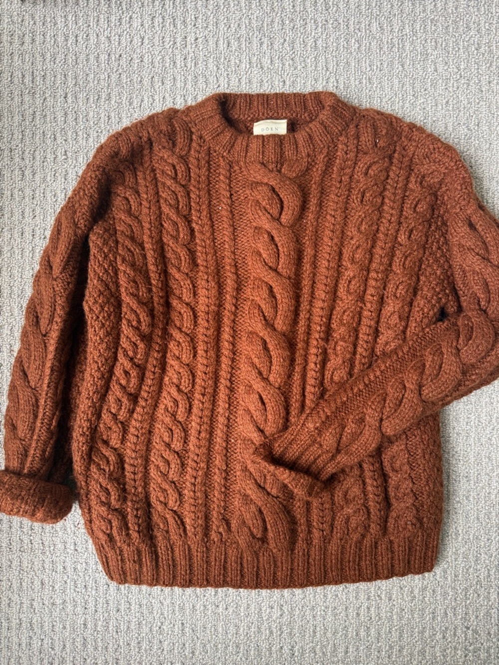 Doen Rust Cable-Knit Merino Blend Sweater